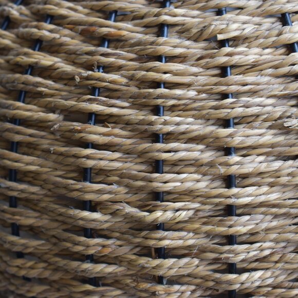 Handmade Large Woven Seagrass Rattan Round Table Vase Western Cottage Decor - Picture 4 of 9